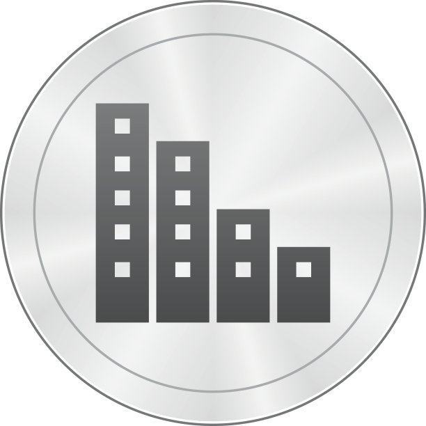 圆形按钮上的公寓楼图标图片下载