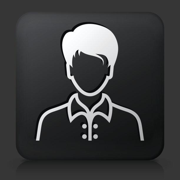 黑色方形按钮与男性脸图标图片下载