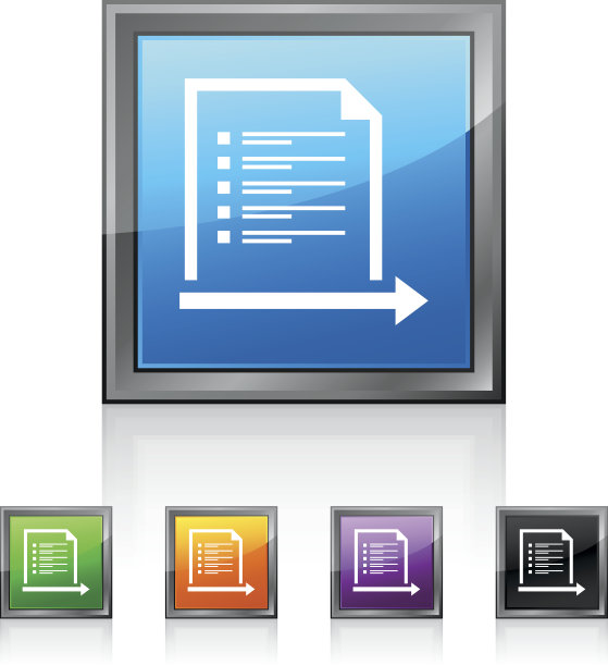 方形按钮上的文档图标。-平方系列图片下载