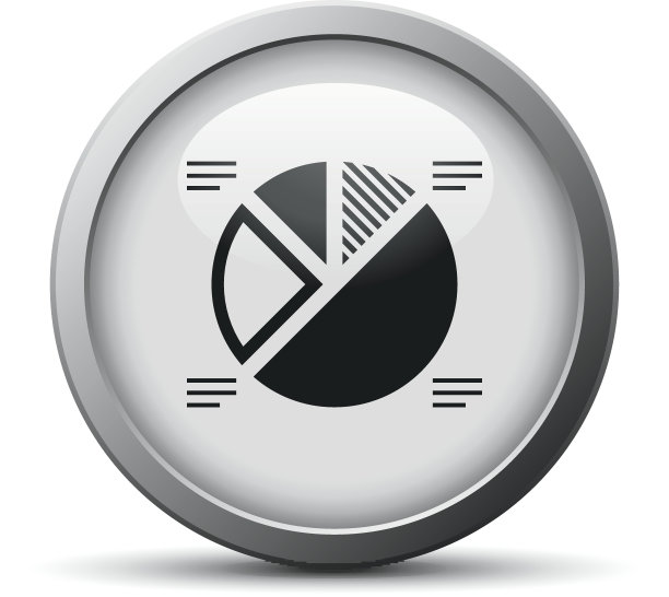 银色按钮上的饼图图标 - 银系列图片下载