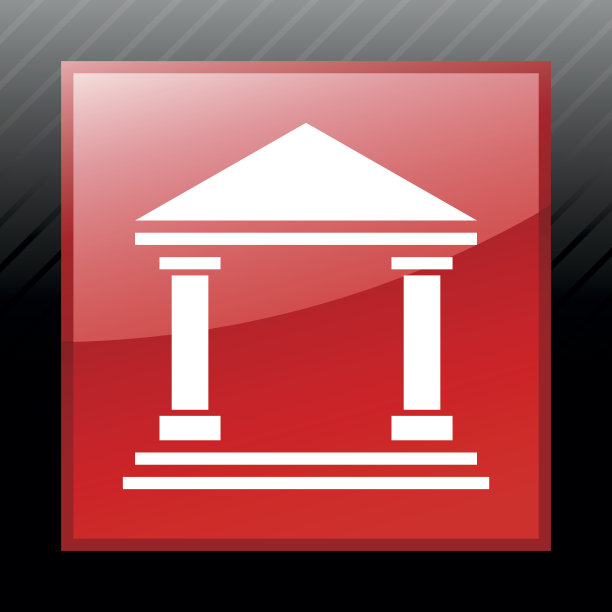 银行图标上的一个方形按钮。——时尚系列图片下载