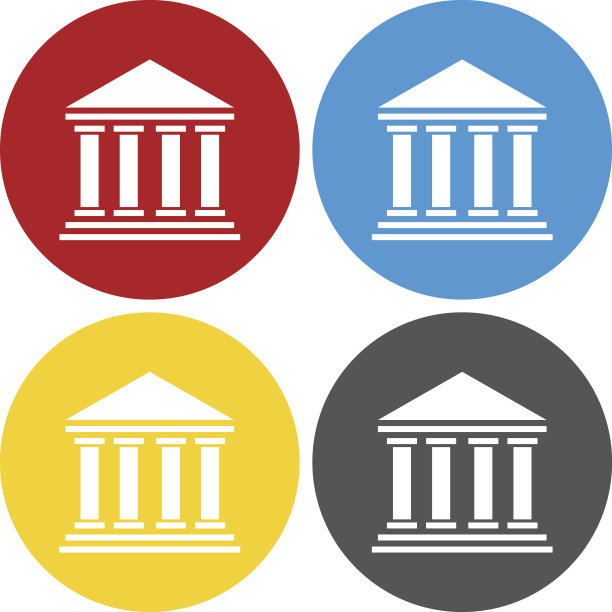 银行图标上的圆形按钮。——圆系列图片下载