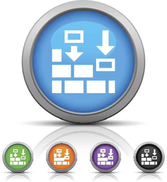 圆形按钮上的墙壁图标。-光泽系列图片下载