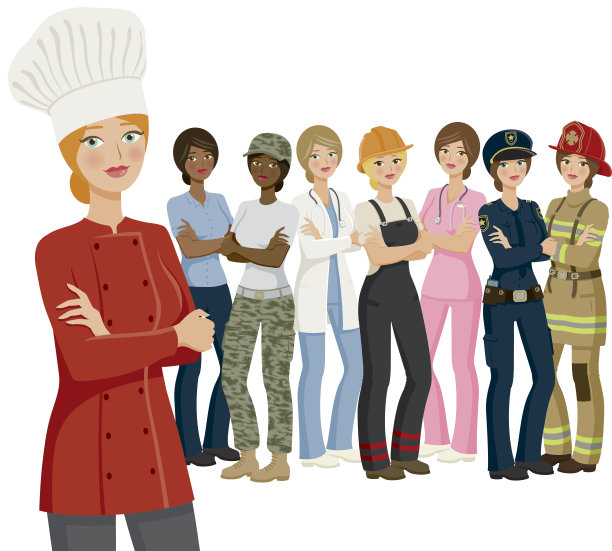 不同职业和种族的女工群体图片下载