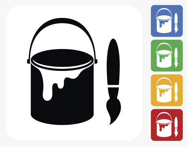 桶和画笔图标平面图形设计图片下载