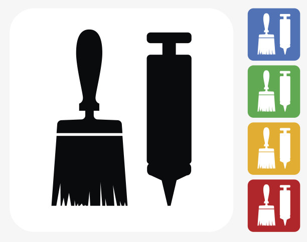 刷和胶枪图标平面图形设计图片下载