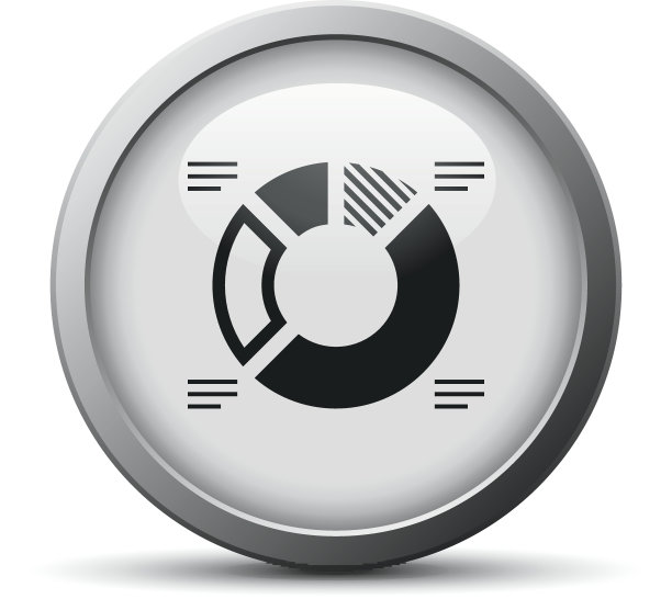 银色按钮上的甜甜圈图表图标——银色系列图片下载