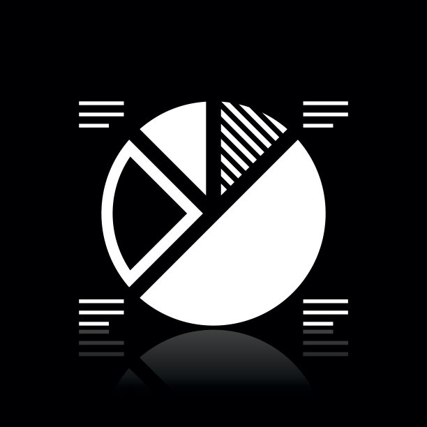 黑色背景上的饼图图标-白色系列图片下载