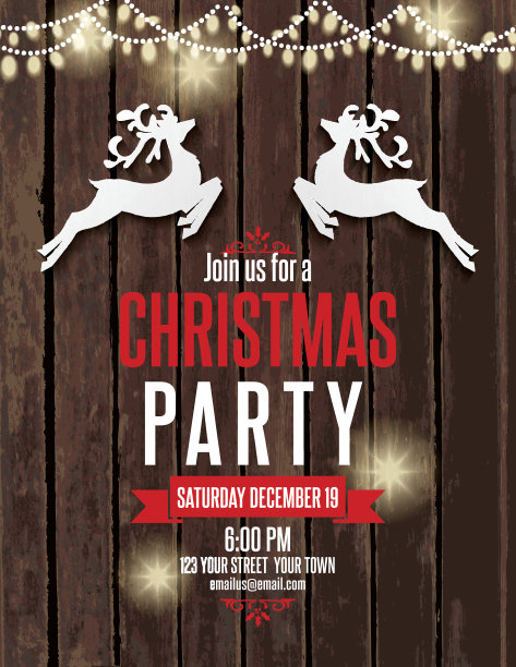 3D剪纸圣诞邀请模板与驯鹿图片下载