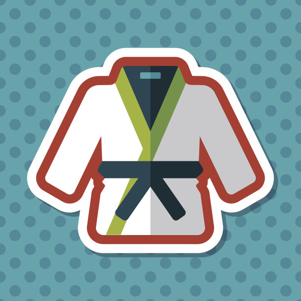 空手道套装扁平图标与长影子，eps10图片下载