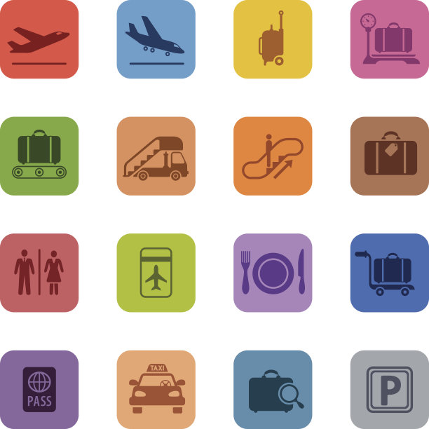 彩色机场标志套装图片下载