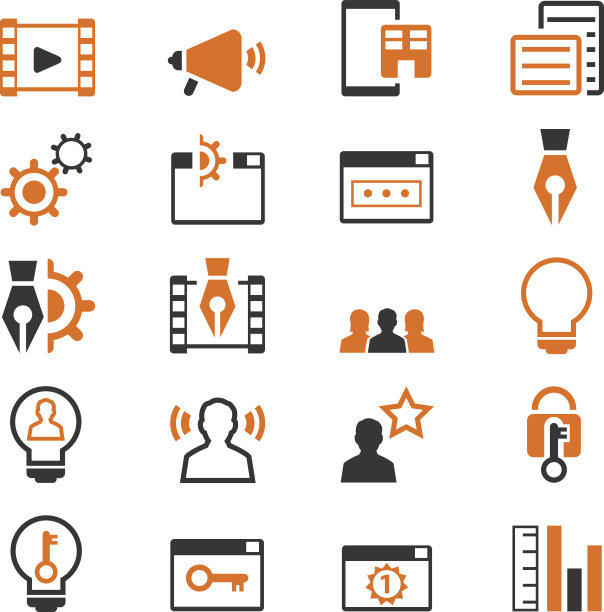 一组搜索引擎优化和发展图标图片下载