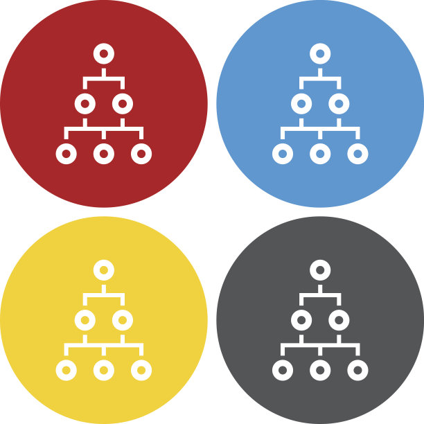 组织结构图图标上的圆形按钮。——圆系列图片下载