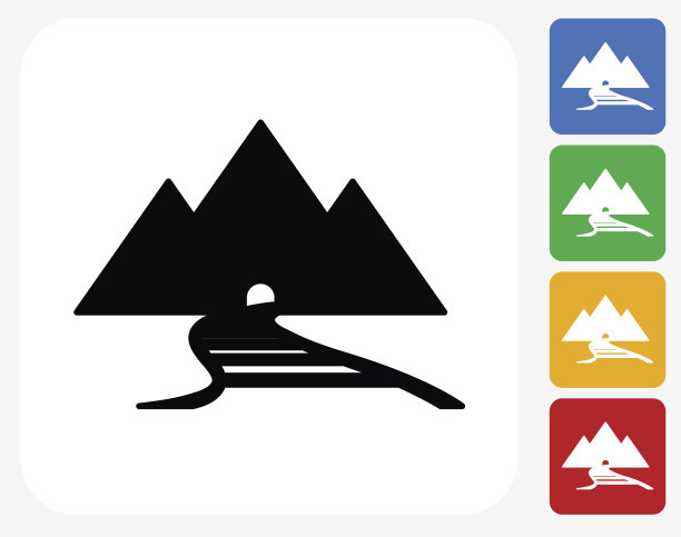 火车轨道和山脉图标平面图形设计图片下载