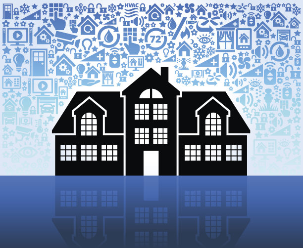 私人住宅的家庭自动化和安全矢量背景图片下载