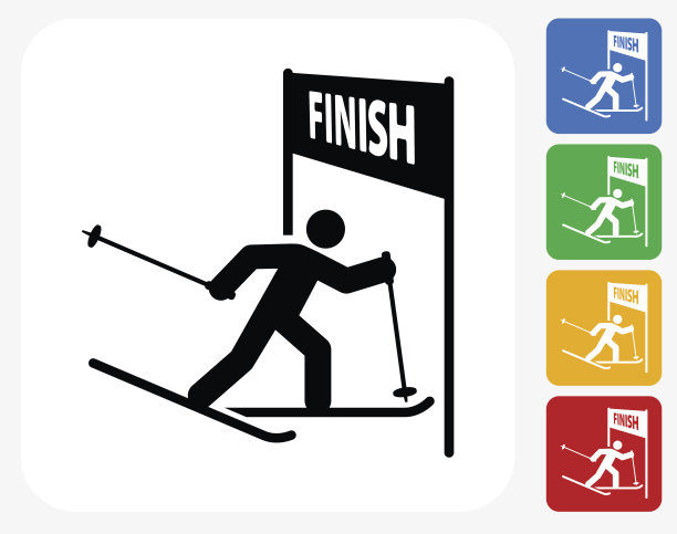 运动员在终点线图标平面设计图片下载