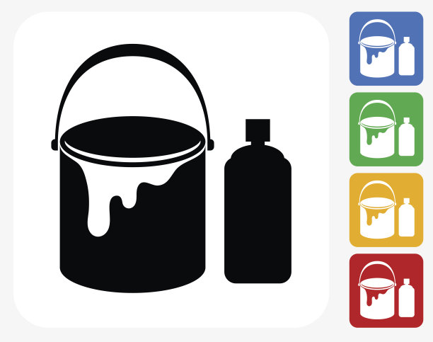 油漆桶和喷雾罐图标平面设计图片下载