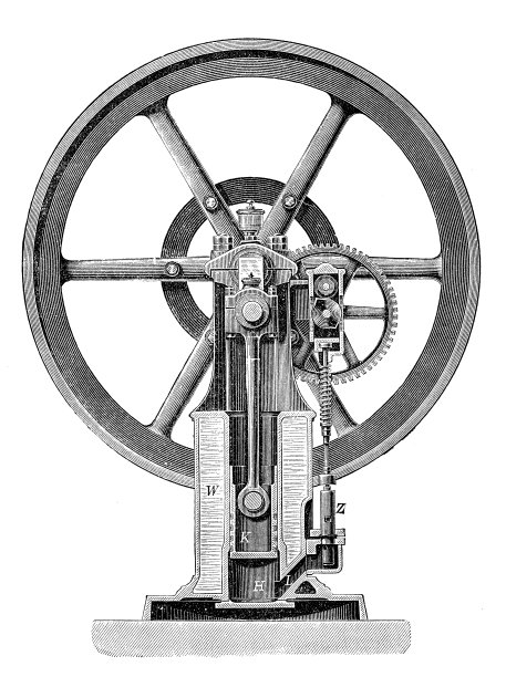 天然气机械和发动机的古董插图图片下载