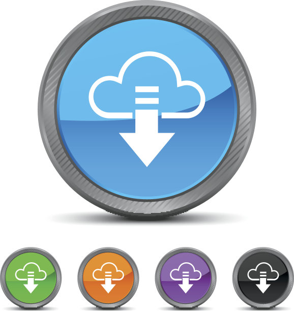 云计算图标上的圆形按钮。——CircledSeries图片下载