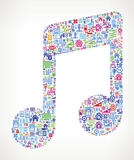 家庭自动化和安全矢量背景音乐笔记图片下载