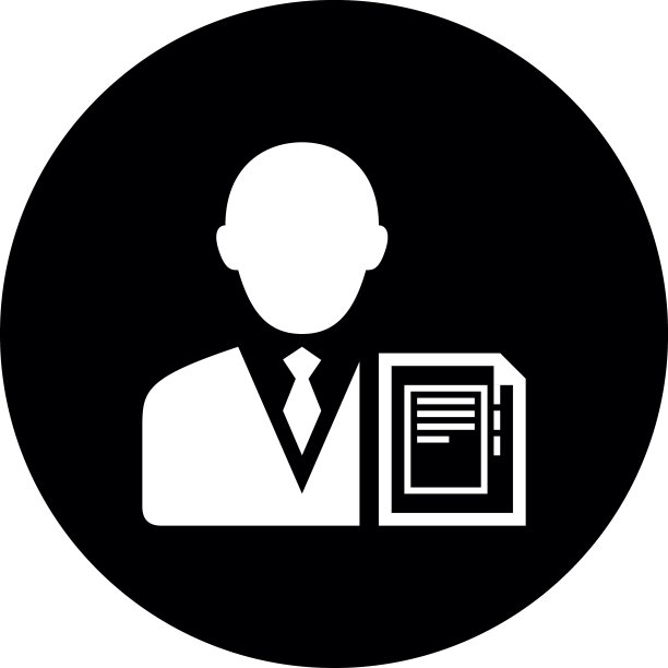 圆形按钮上的商务人士图标图片下载