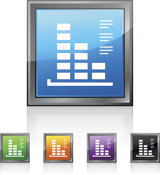 条形图图标上的方形按钮。——SquaredSeries图片下载