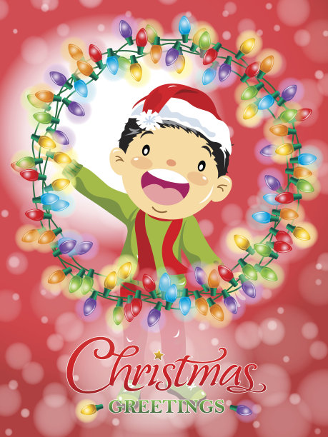 孩子喜欢圣诞彩灯图片下载