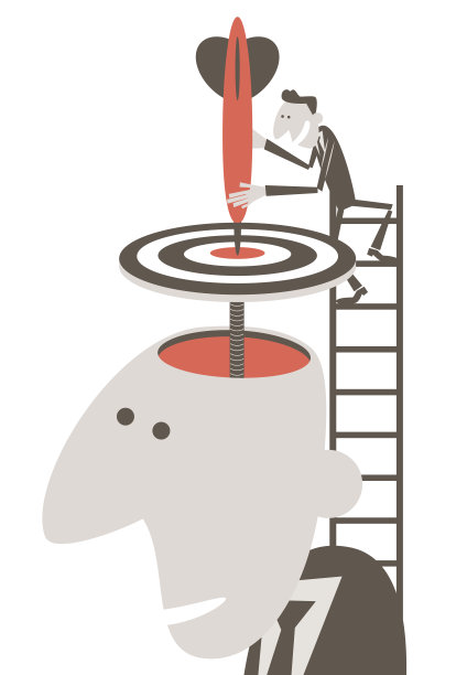 一个头顶飞镖的商人，一枚飞镖正中靶心图片下载