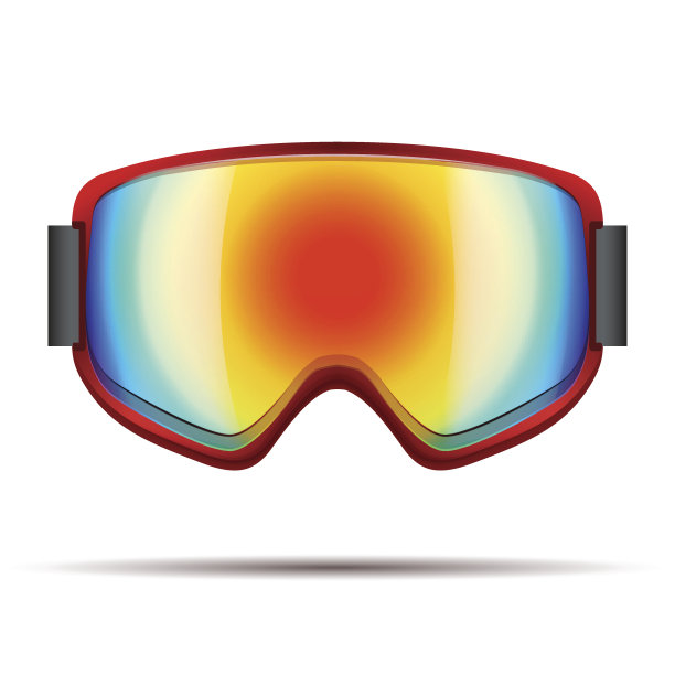 经典的滑雪护目镜和大的彩虹玻璃图片下载