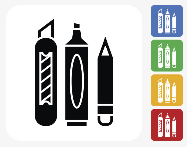 标记和美工刀图标平面图形设计图片下载