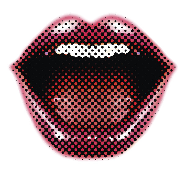 半色调图案复古的嘴唇笑和微笑图片下载