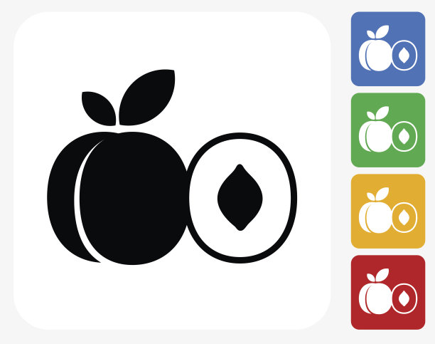 桃和半桃图标平面设计图片下载