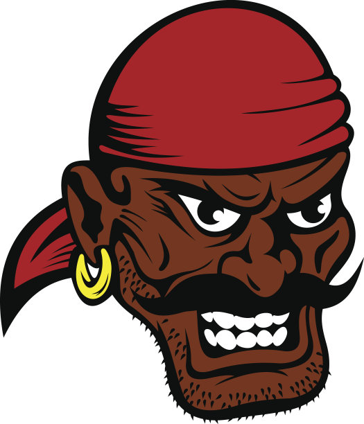 凶猛的黑皮肤的卡通海盗角色图片下载