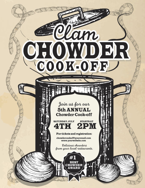 蛤蜊浓汤烹饪活动邀请设计模板图片下载