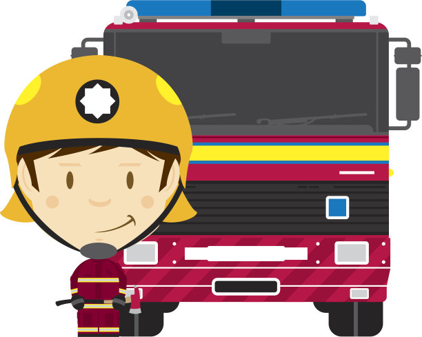 大头消防员和消防车图片下载