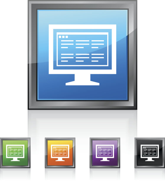 计算机显示器图标上的方形按钮。——SquaredSeries图片下载