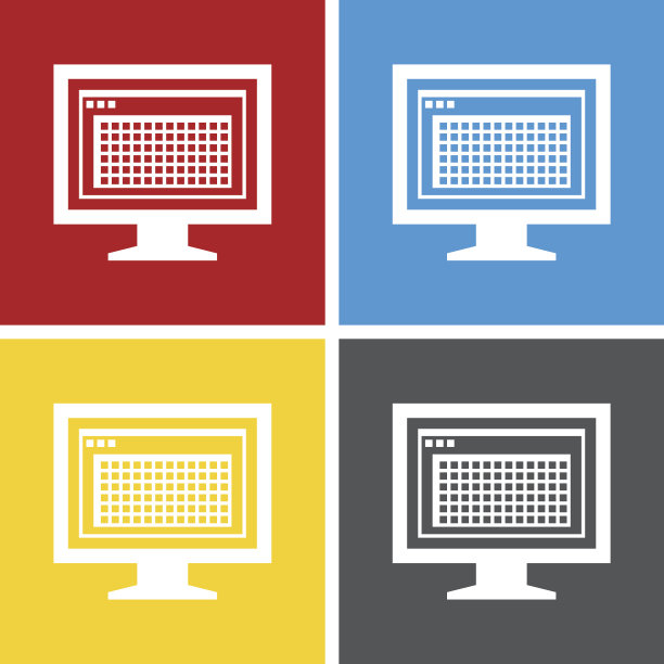 计算机显示器图标上的方形按钮。——SquareSeries图片下载