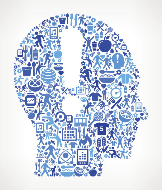 男人头部健康和饮食矢量按钮模式图片下载