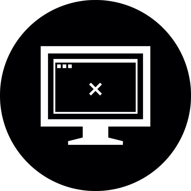 电脑显示器图标上的一个圆形按钮。——DimSeries图片下载