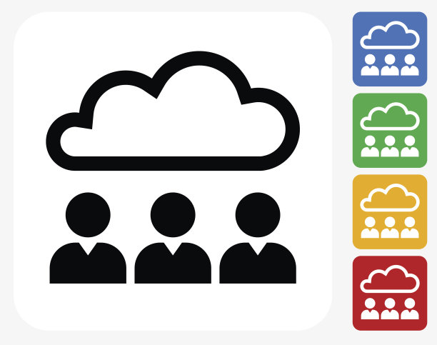 云计算和脸图标平面设计图片下载