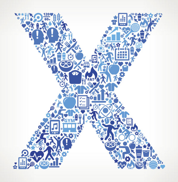 字母X健身和饮食图标模式图片下载