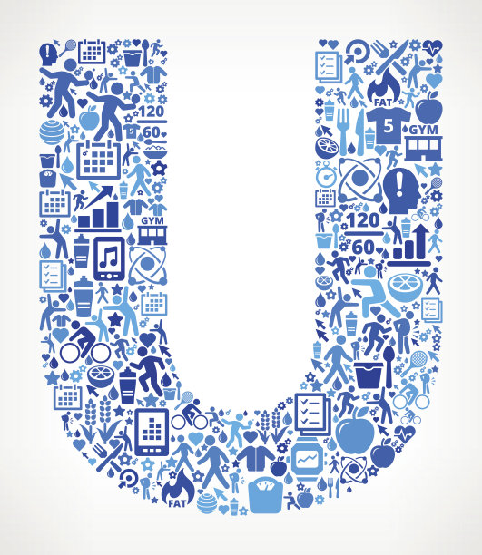 字母U健身和饮食图标模式图片下载