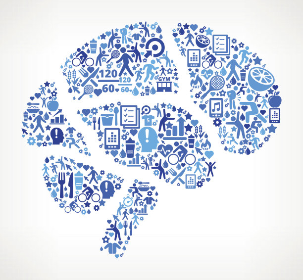 人类大脑健康和饮食图标模式图片下载