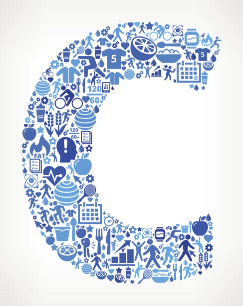 字母C健身和饮食图标模式图片下载