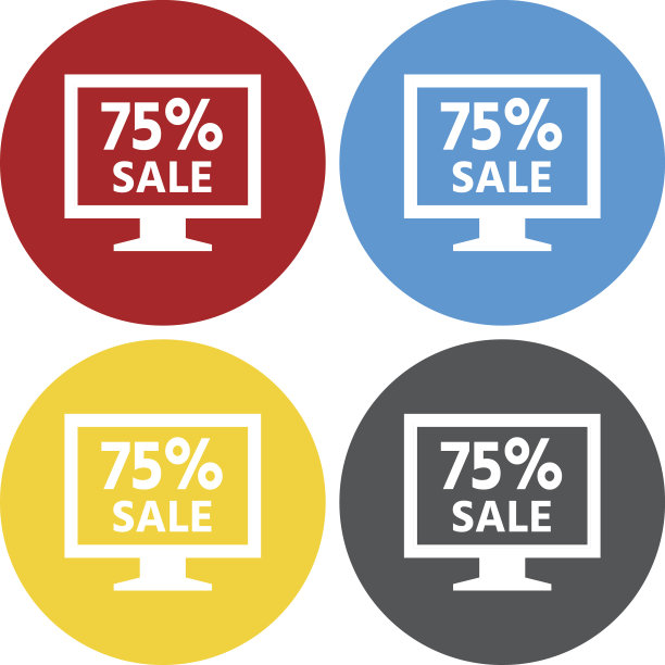 电脑显示器图标上的圆形按钮。——CircleSeries图片下载