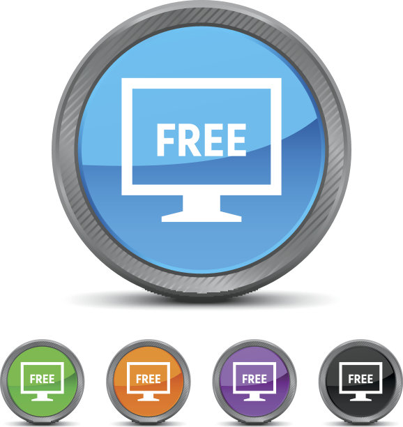 电脑显示器图标上的圆形按钮。——CircledSeries图片下载