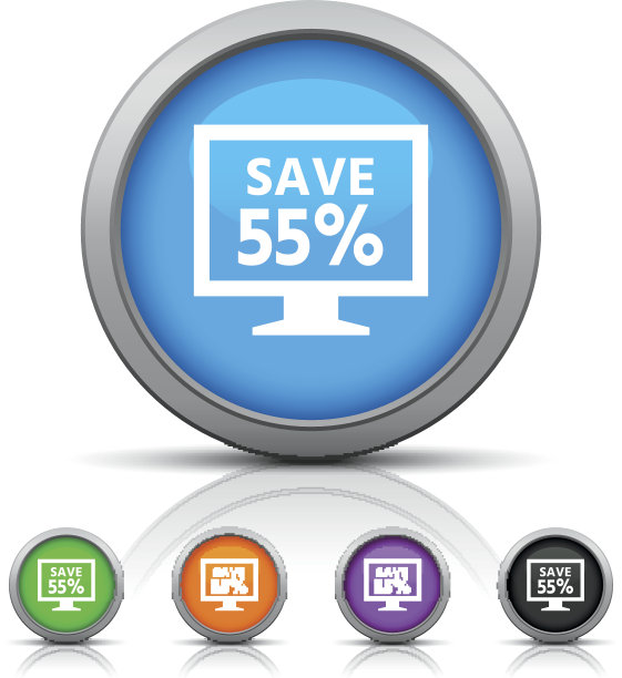 电脑显示器图标上的圆形按钮。——GlossSeries图片下载