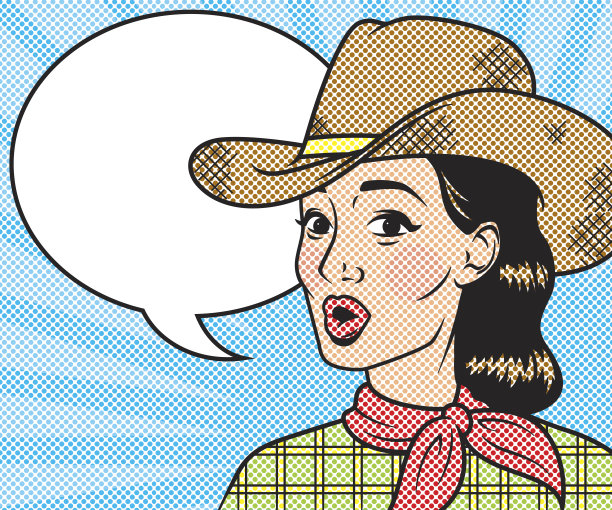 带有语音泡泡的复古半色调漫画人物图片下载