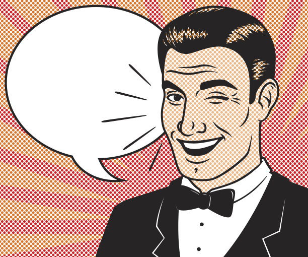 带有语音泡泡的复古半色调漫画人物素材图片