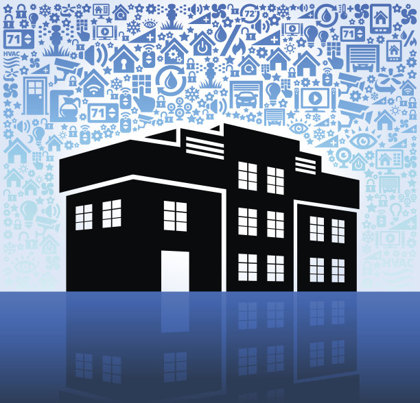 办公室在家庭自动化和安全矢量背景图片下载